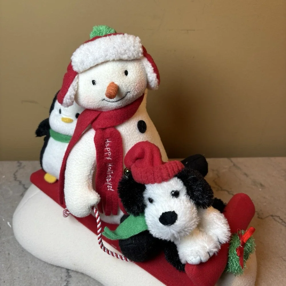 Hallmark 2007‎ Jingle Pals Snowman Sleigh Ride Musical Animated Sled Penguin Dog